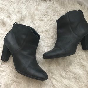 Black Leather Gap Booties