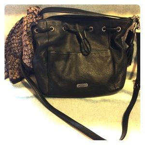 Black leather Coach handbag