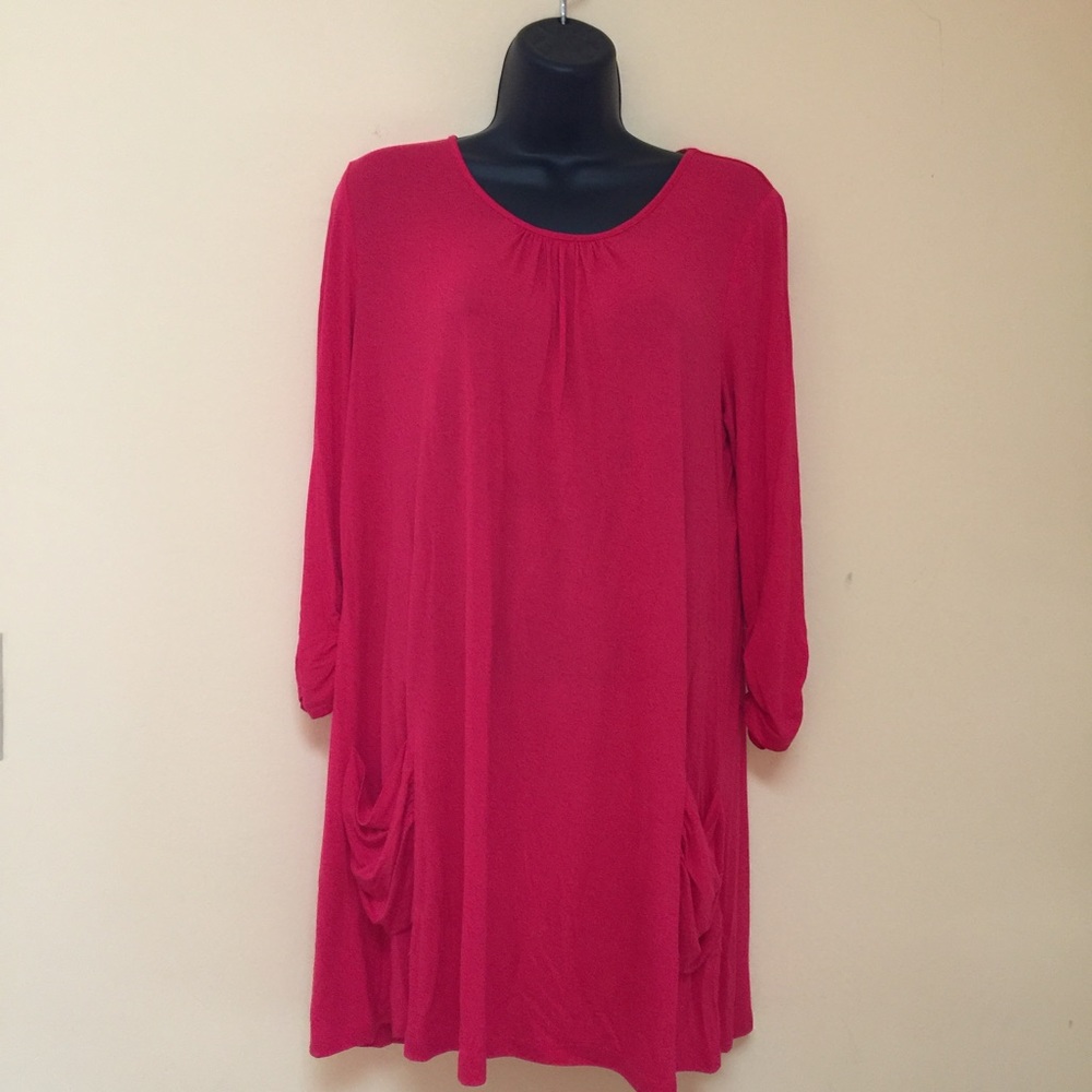 LOGO LORI GOLDSTEIN 3/4 Sleeve Hot Pink Knit Top