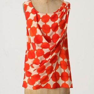 Anthropologie Quantum Blouse by Maeve Sz 2 orange