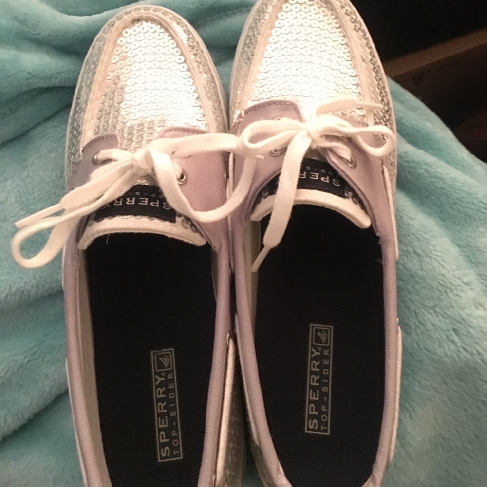 Silver sparkly sperrys