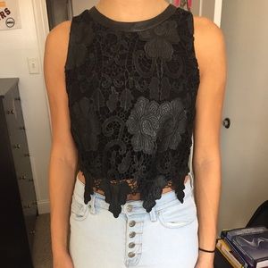 ASTR Leather Lace Crop Top