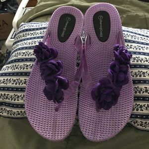 Purple flowered sandals size 7