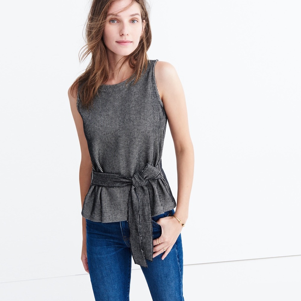 Madewell French rib tie waist tank, size XS