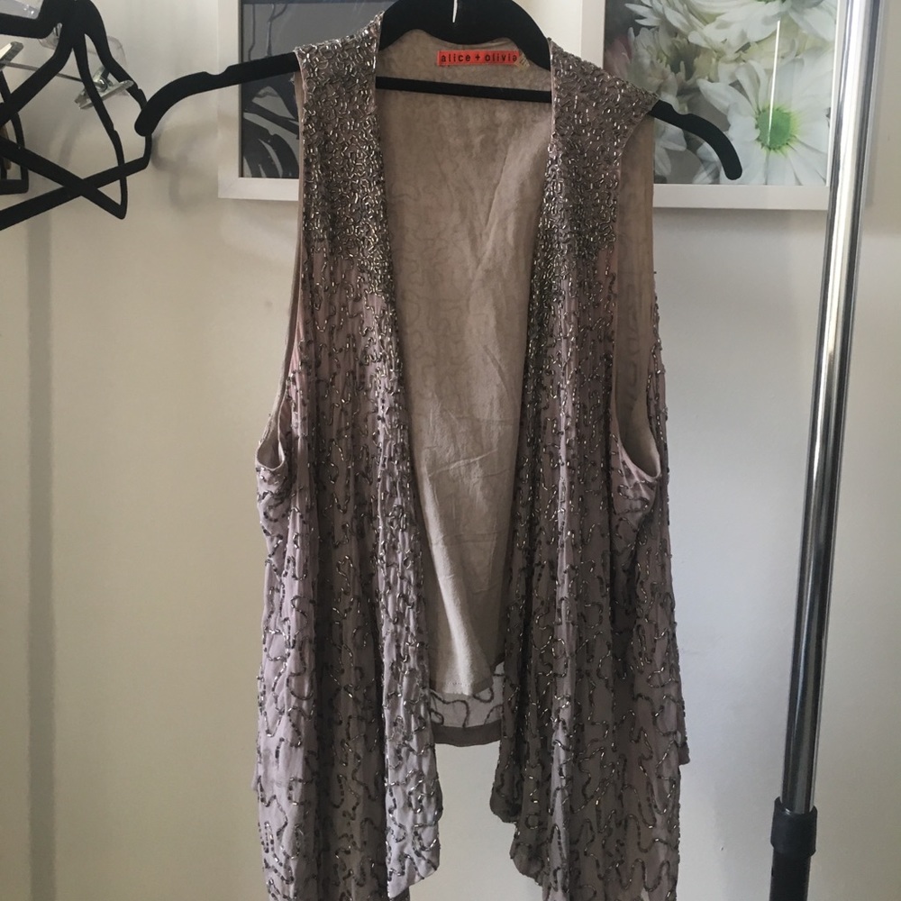 Barely worn silver beaded Alice+Olivia vest