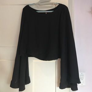 NWOT Free People • Black Crop Top