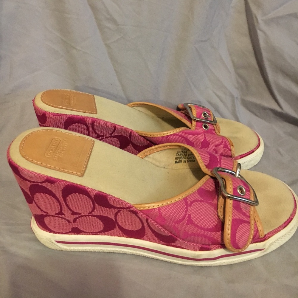 Coach "Alyssa" hot pink wedge sandal