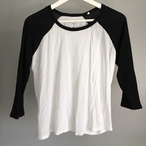 Semi-Cropped Black and White baseball Tee