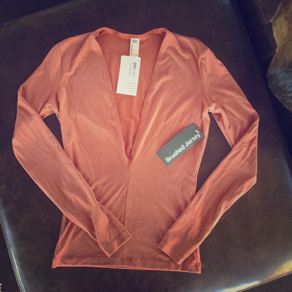 American Apparel Brushed Jersey Deep V Shirt BNWT