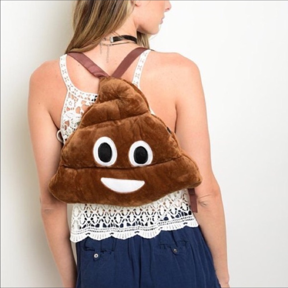 Brown Emoji Backpack. - Picture 2 of 3