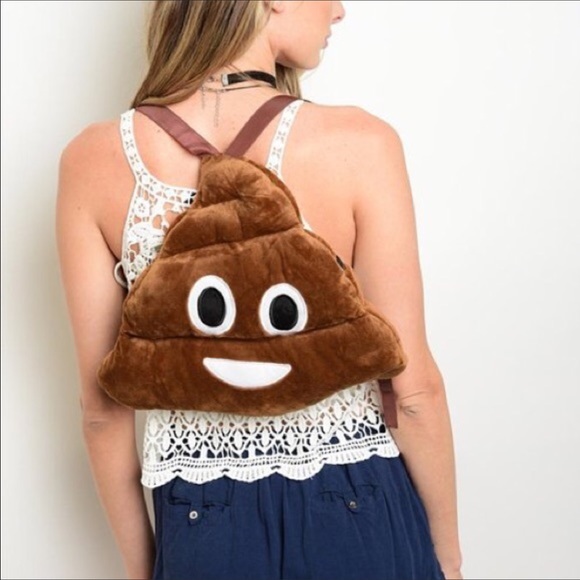 Brown Emoji Backpack. - Picture 2 of 3