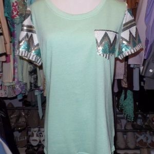 Fashionomics Sequin Embellished Aztec Tribal Top