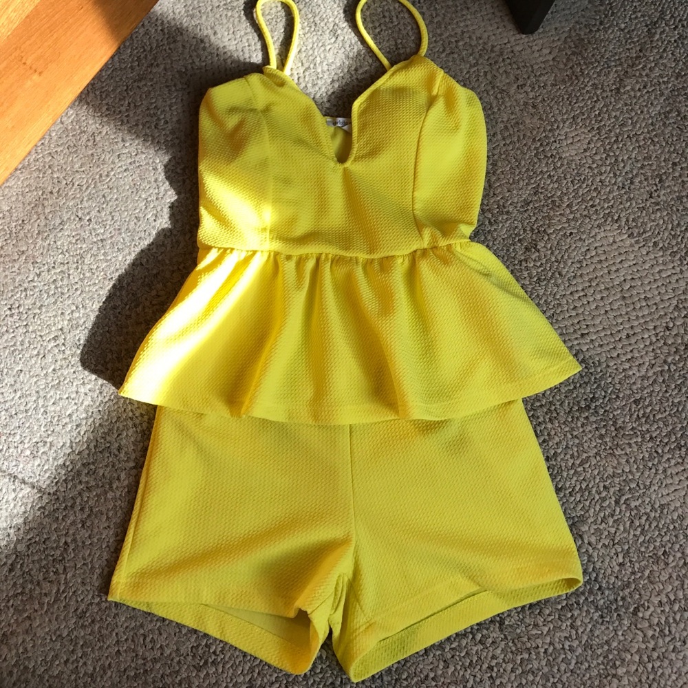 Charlotte Russe yellow romper with peplum accent