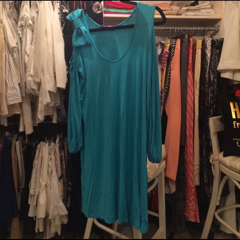 Darling long sleeve turquoise dress