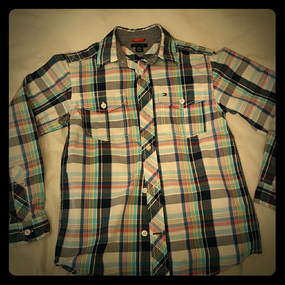 Boy's Tommy Hilfiger plaid button up shirt