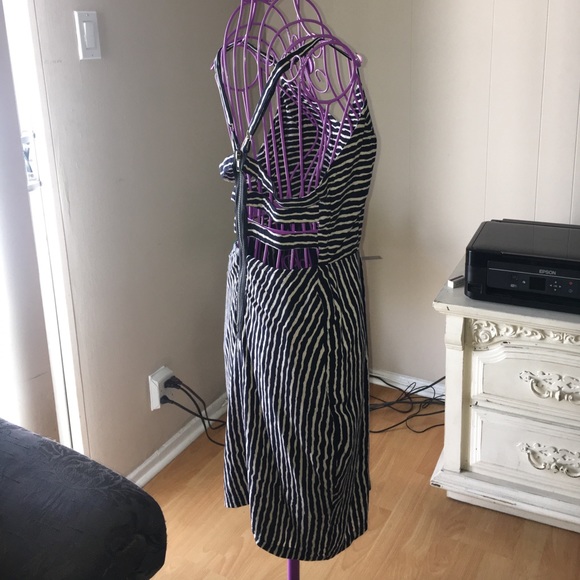 LAST CALL 9/11//22 - Cutout Open Back Navy Cream Striped Dress - Picture 4 of 6