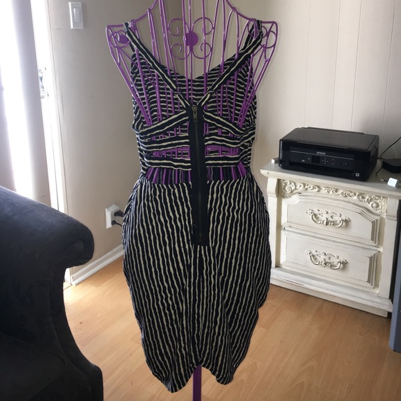 LAST CALL 9/11//22 - Cutout Open Back Navy Cream Striped Dress - Picture 6 of 6