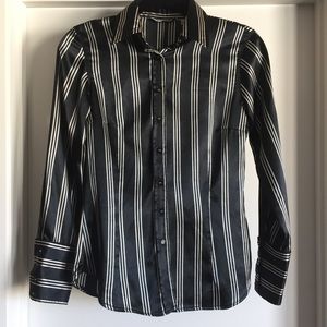 Zara satin like vertical striped button up blouse Zara satin like vertical striped button up blouse