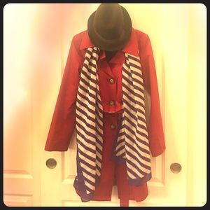 Red Michael Kors Rain Trench Coat Size S