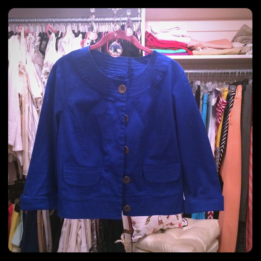 Bright blue jacket