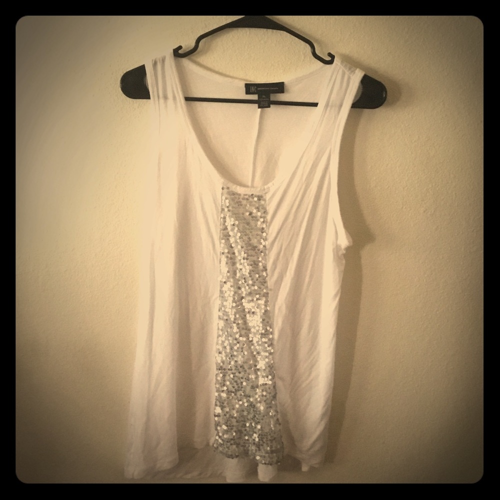 White and silver sparkly  INC  tank top