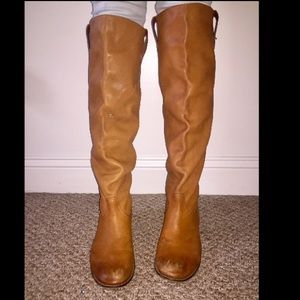 Knee High Camel Leather Boots
