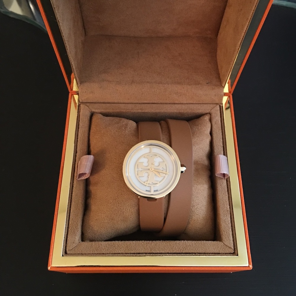 Tory Burch Reva Double Wrap Leather Watch