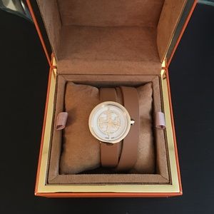 Tory Burch Reva Double Wrap Leather Watch