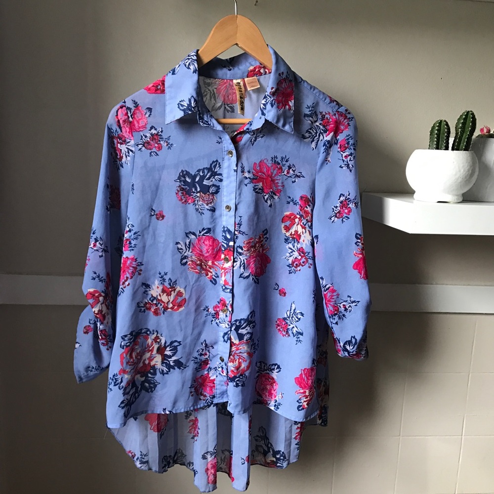 Floral Hi-Lo 3/4 Sleeves
