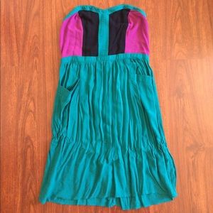 Strapless dress color blocked