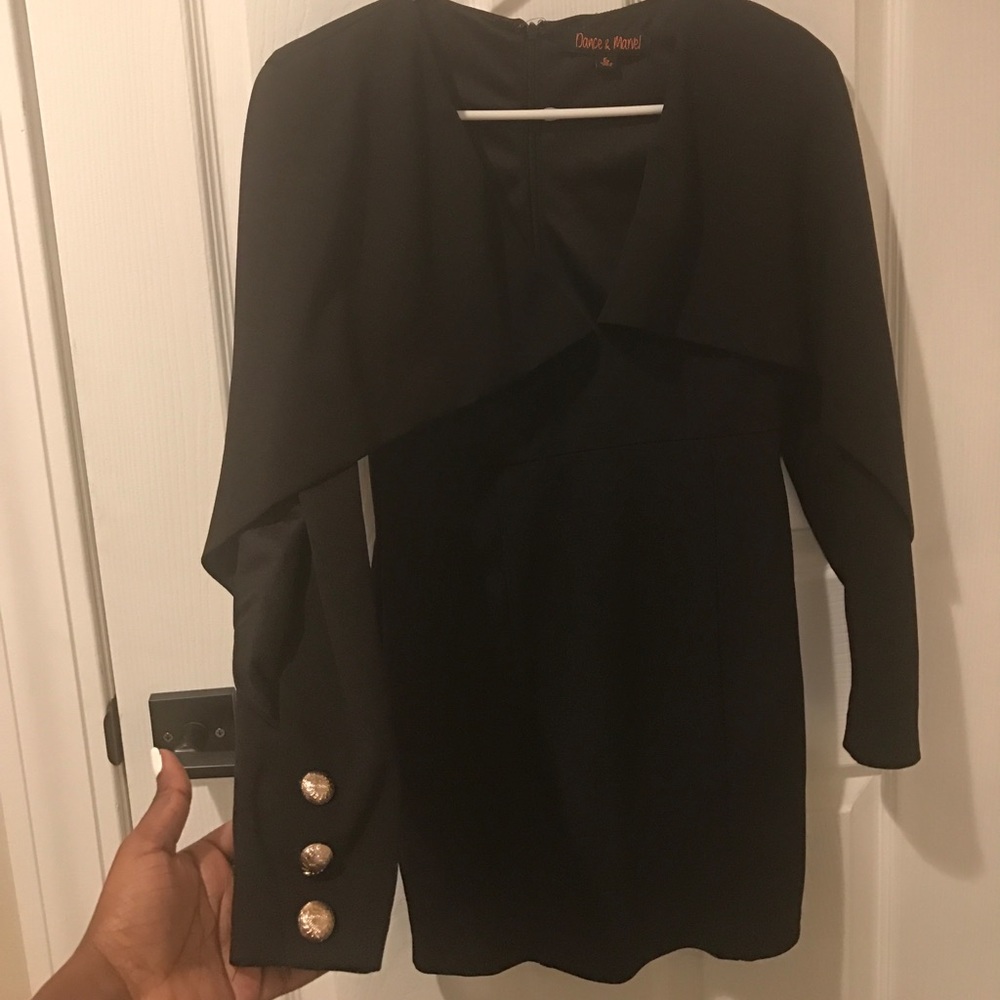 Good Condition!Black Cape Dress&Gold buttons.