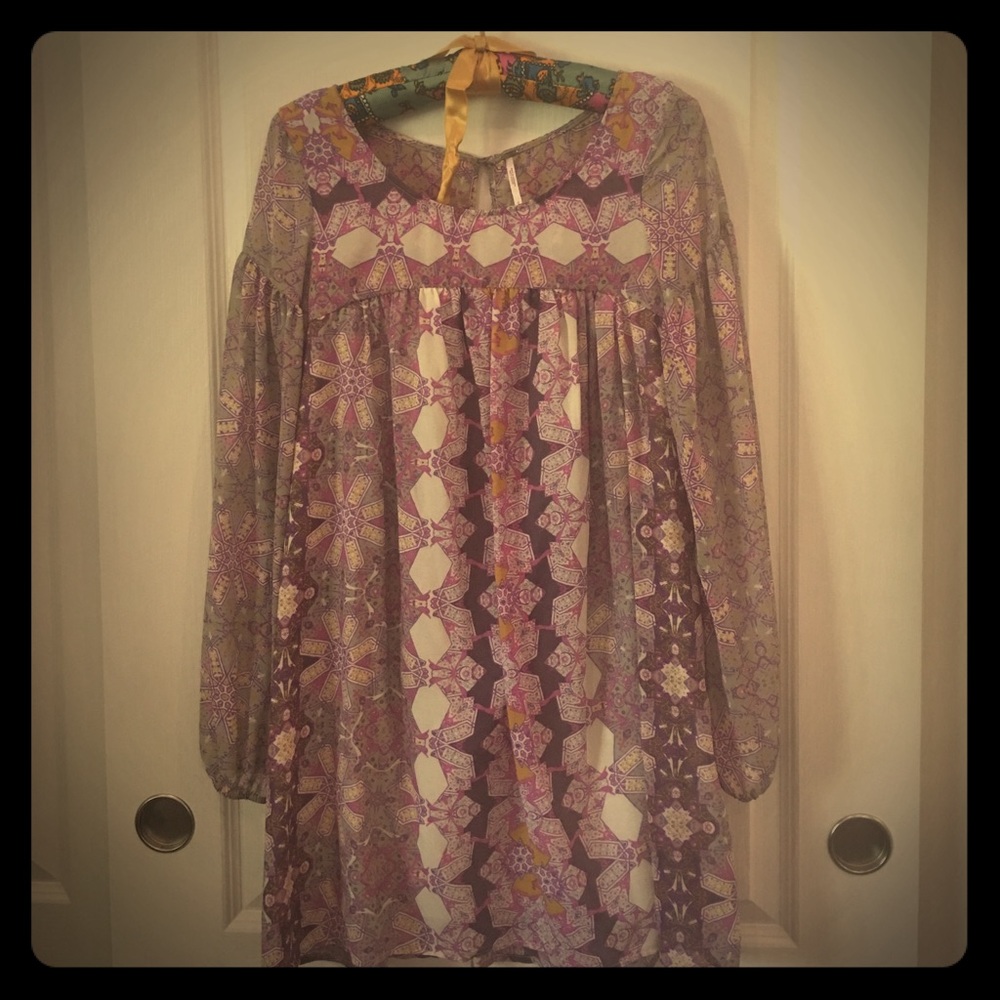 Sheer Sleeve Free People Babydoll Mini Dress S