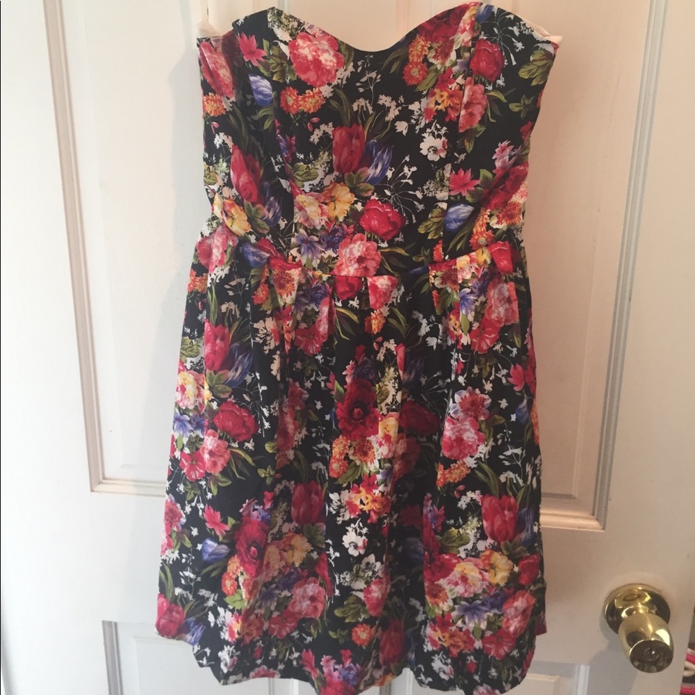 Strapless floral dress