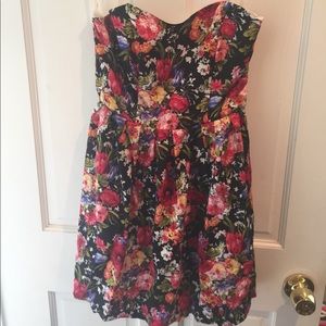 Strapless floral dress
