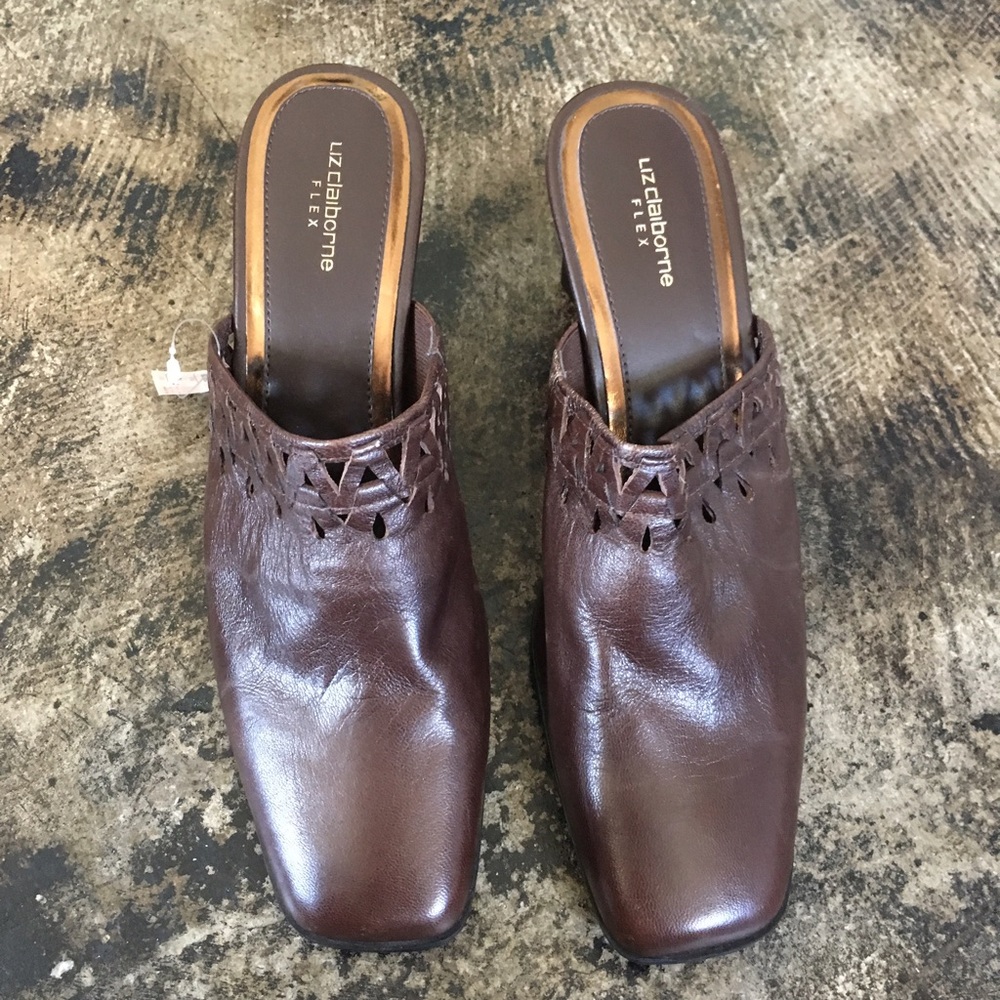 Liz Claiborne mule heels new w/ tags brown leather