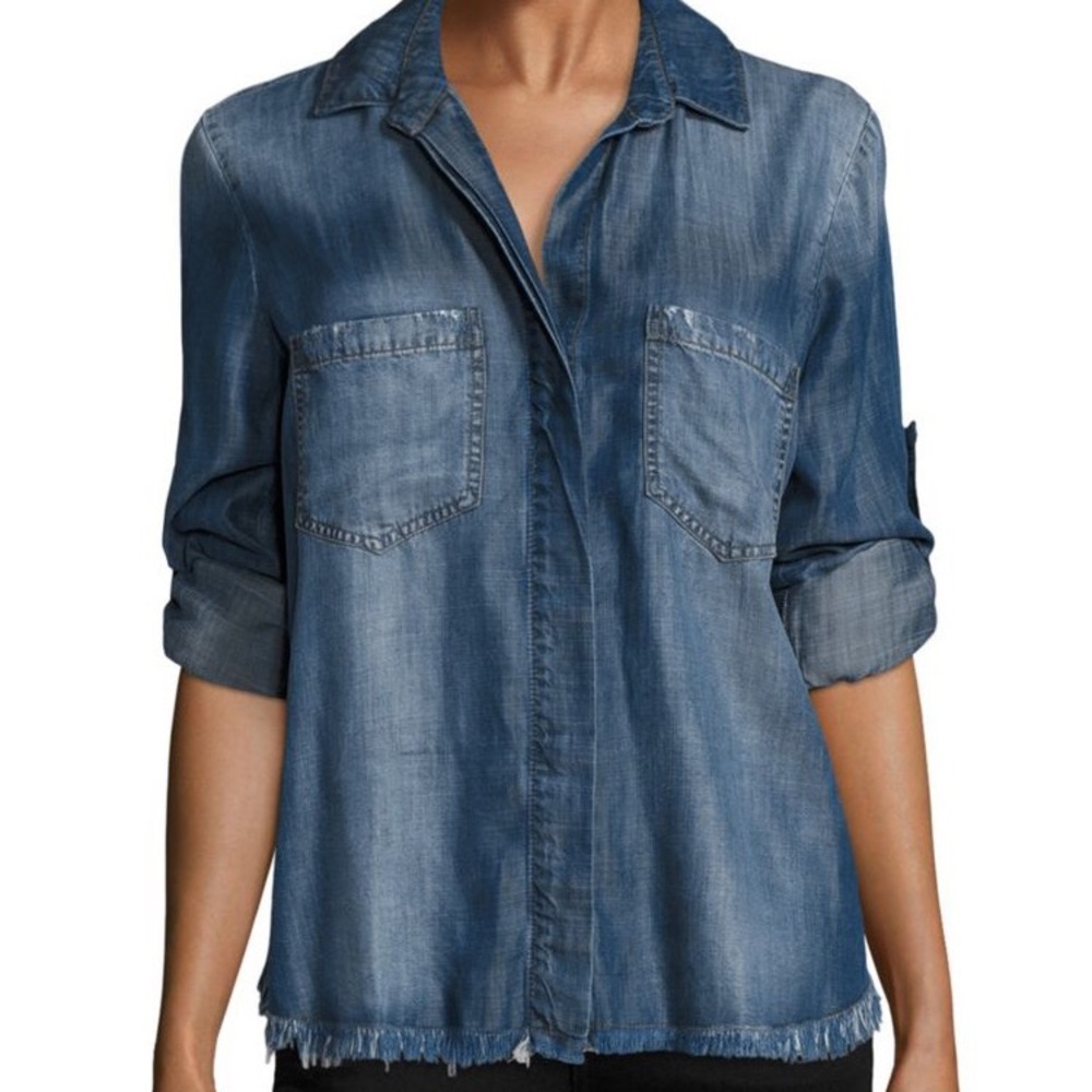 NWT Bella Dahl Frayed Hem Split Back Shirt