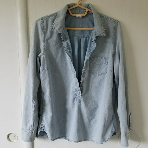 J. Crew Tops - J Crew chambray half button down