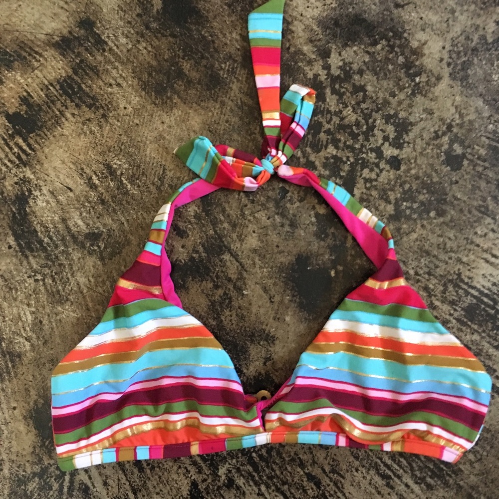 Vix bathing suit striped halter top size large rad