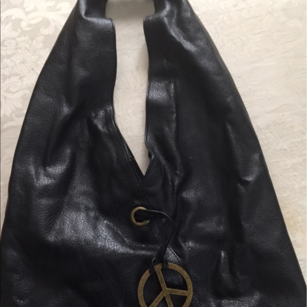Black vegan leather satchel