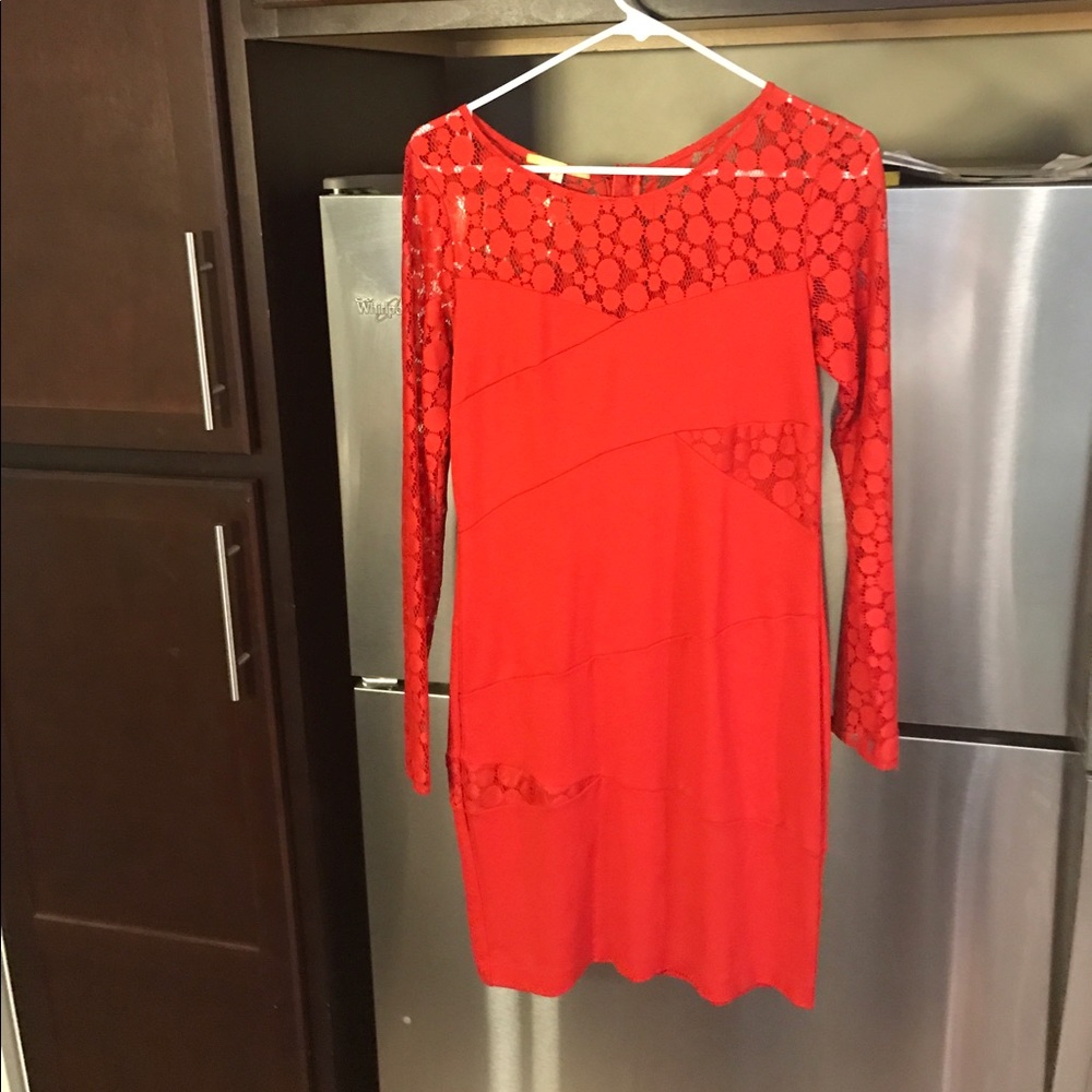 Gianni Binni coral lace cut out dress worn once