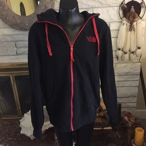 North Face Black and Red Sweatshirt