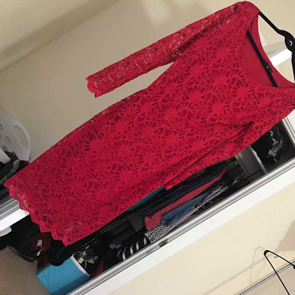 Red lace Midi