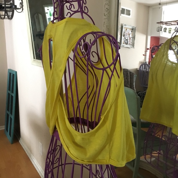 LAST CALL 9/11/22 - BNWT Alternative Open Back Yellow Crop Top Muscle - Picture 2 of 5