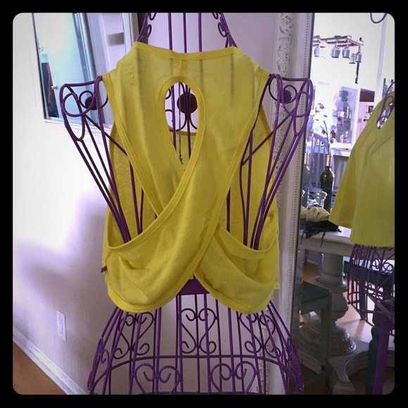 LAST CALL 9/11/22 - BNWT Alternative Open Back Yellow Crop Top Muscle - Picture 3 of 5