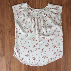 Floral print cap sleeved blouse