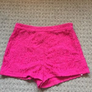 Forever 21 Exclusive Hot Pink Lace Shorts