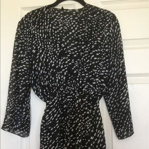 Black and white polka dots top with ties to back