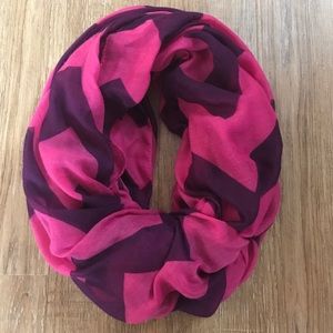 Magenta and purple chevron infinity scarf