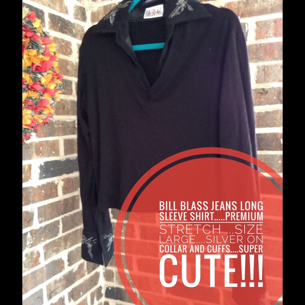 BILL BLASS JEANS SHIRT Premium Stretch Size L Nice