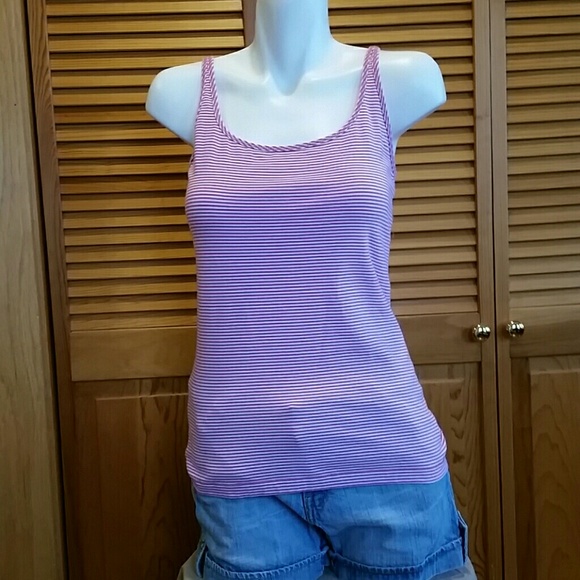 Eddie Bauer Tops - Eddie Bauer pink striped tank top NWOT